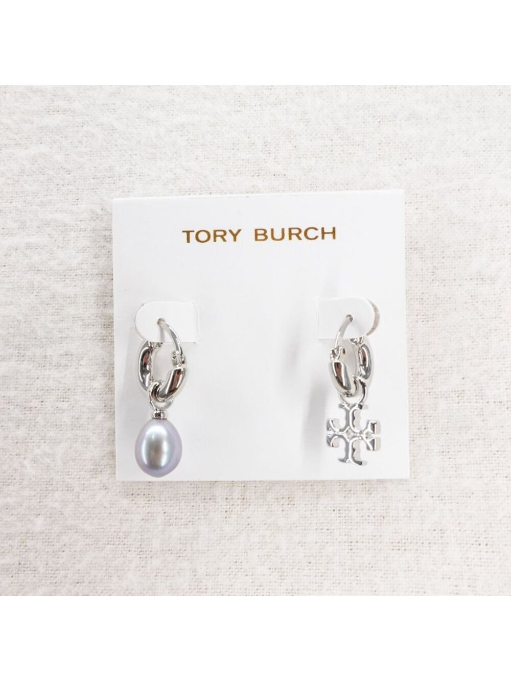 Tory Burch Kira Mismatched Hoop Earrings Silver OS